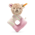 GOTS Rosy Teddy Bear Grip Toy with Rattle (15 cm)